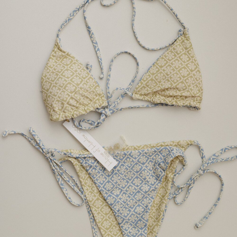 House of Harlow 1960 Reversible Bikini Set L | Green & Blue | NWT REVOLVE